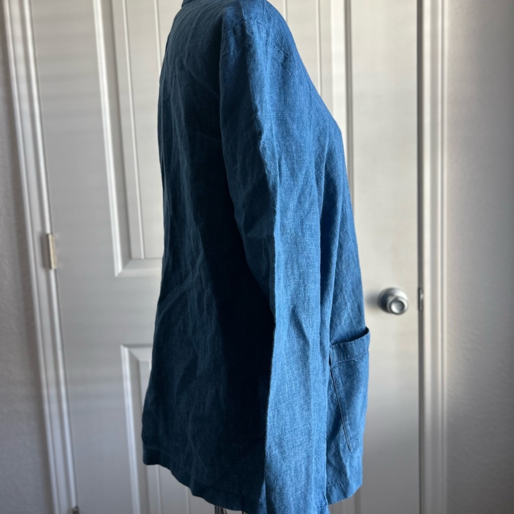 J. Jill Blue Open-Front Cardigan pure indigo linen - Picture 8 of 12